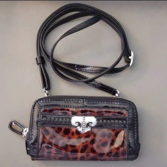 Brighton Handbags - Brighton Animal Print Crossbody Wallet with Black Trim - LIKE NEW!